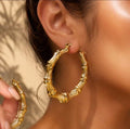 3 Pairs of Gold Bamboo Hoop Earrings