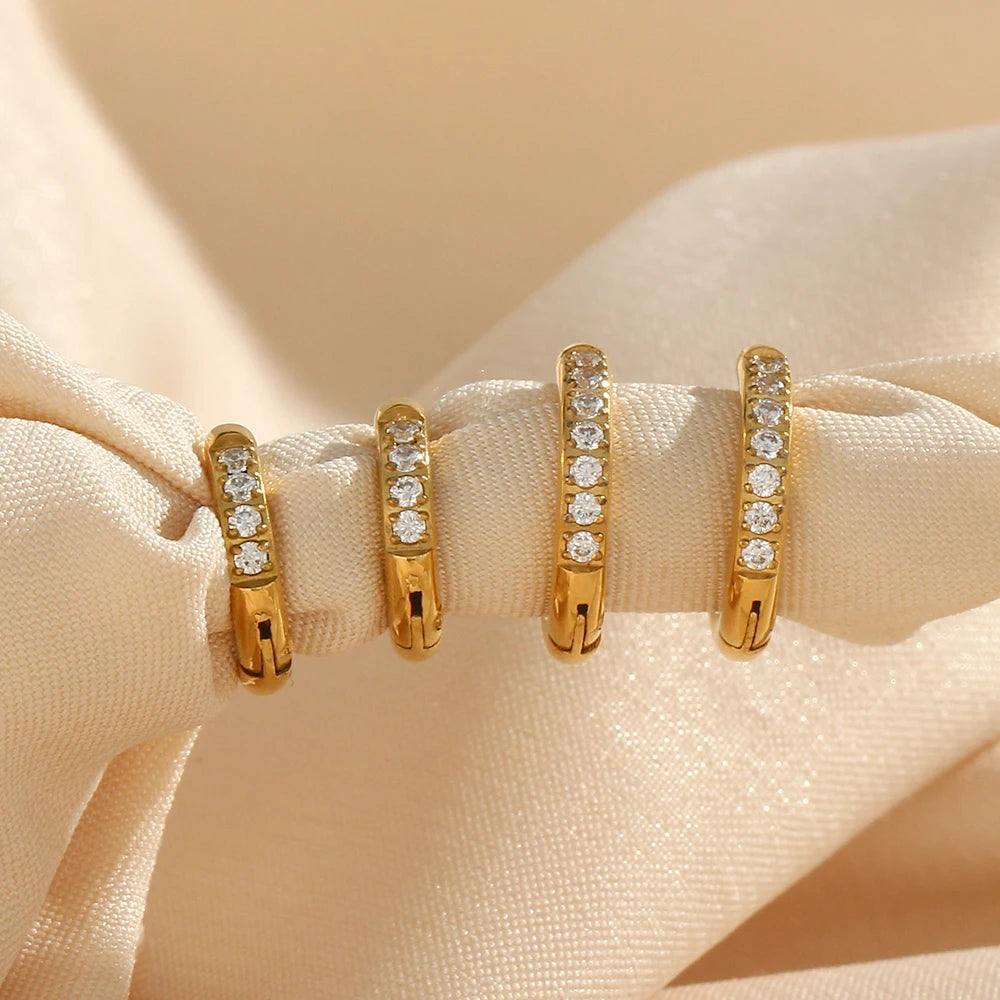 Metis 18k Gold Crystal Pave Huggie Hoops