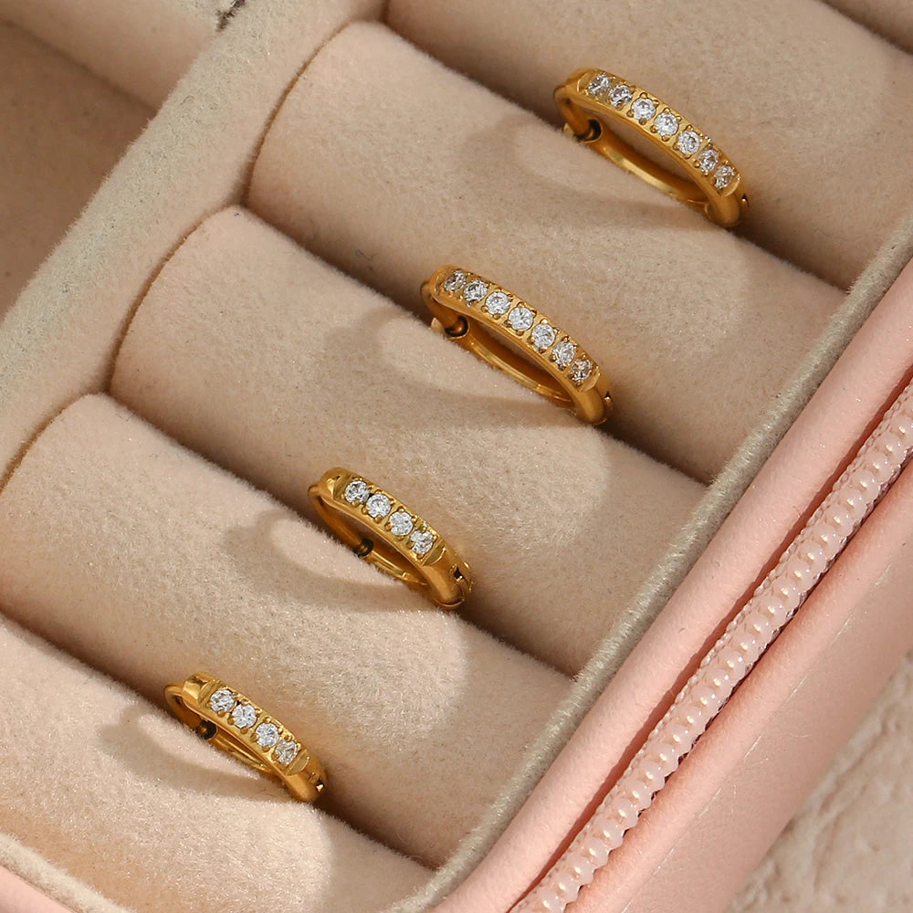 Metis 18k Gold Crystal Pave Huggie Hoops