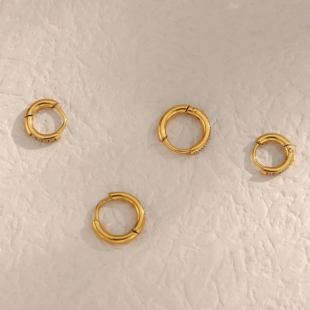 Metis 18k Gold Crystal Pave Huggie Hoops