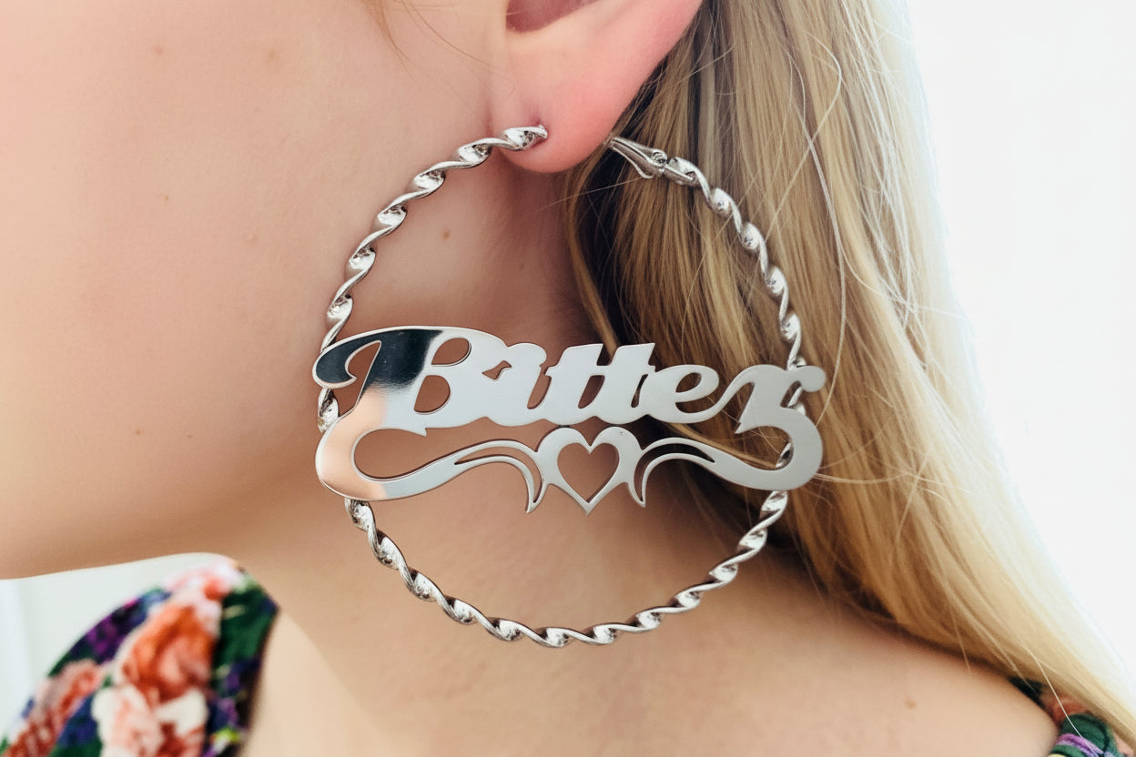 Sassy Custom Name Hoop Earrings