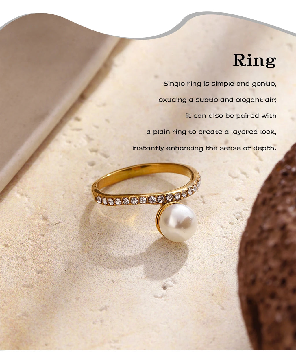 Gefjon 18K Gold & Pearl Rhinestone Ring