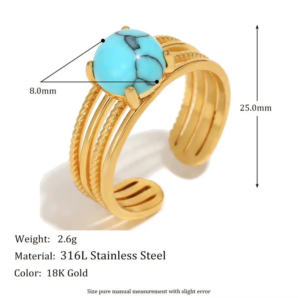 Turquoise Heart Open Ring