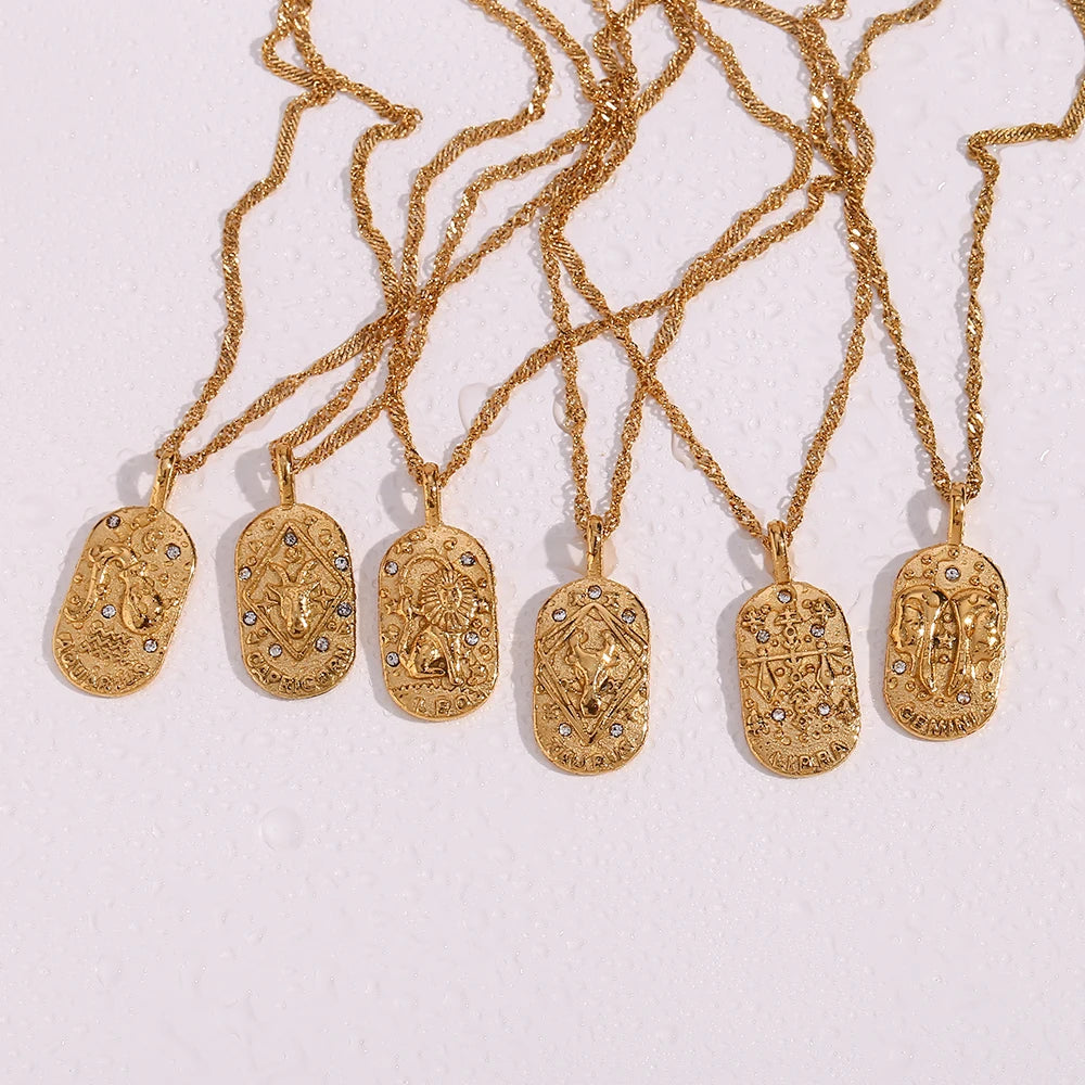 Freyja 18K Gold Plated Zodiac Pendant Necklace
