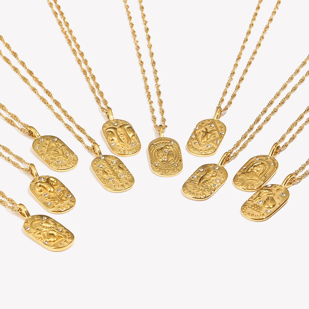 Freyja 18K Gold Plated Zodiac Pendant Necklace
