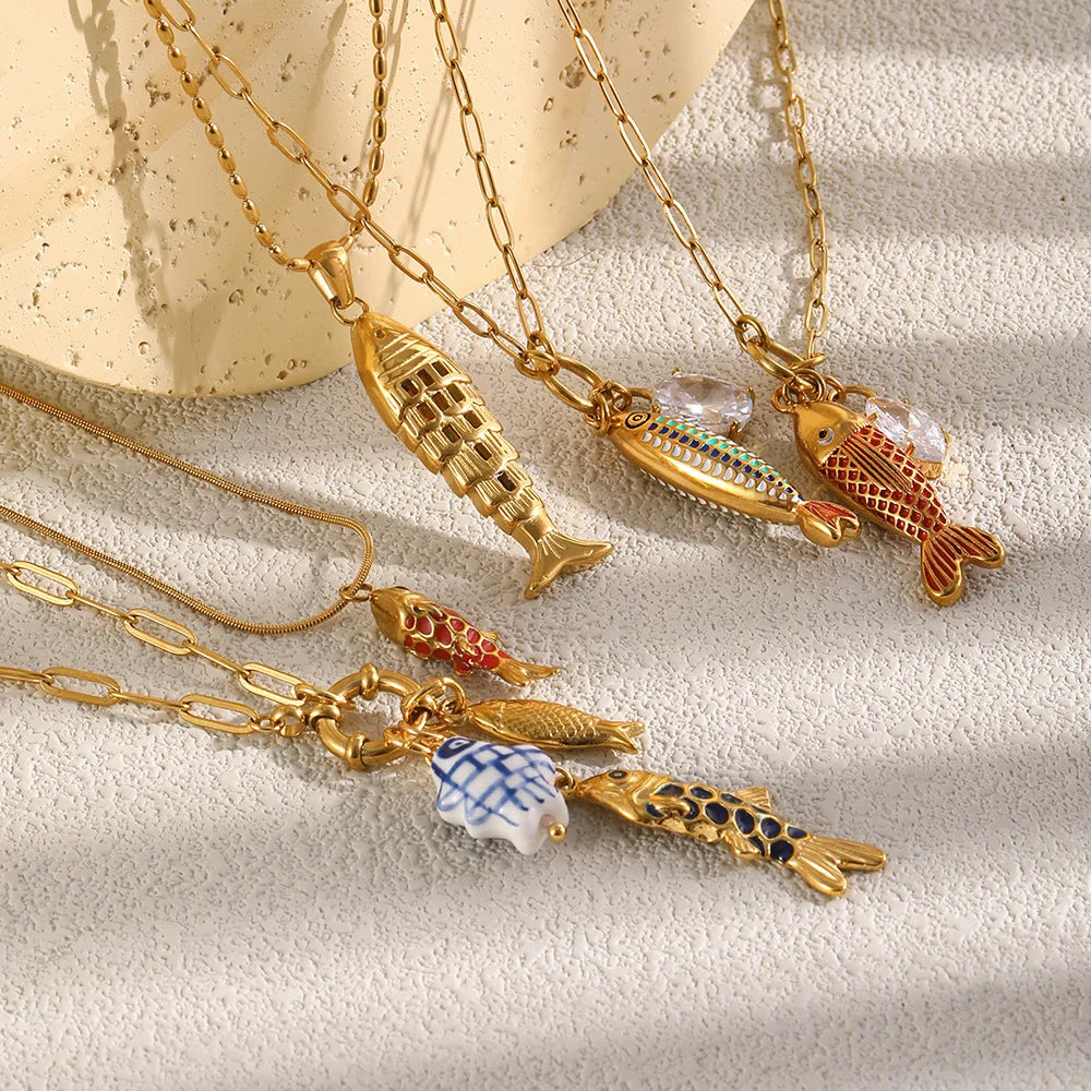 Mykonos 18K Gold Plated Fish Pendants