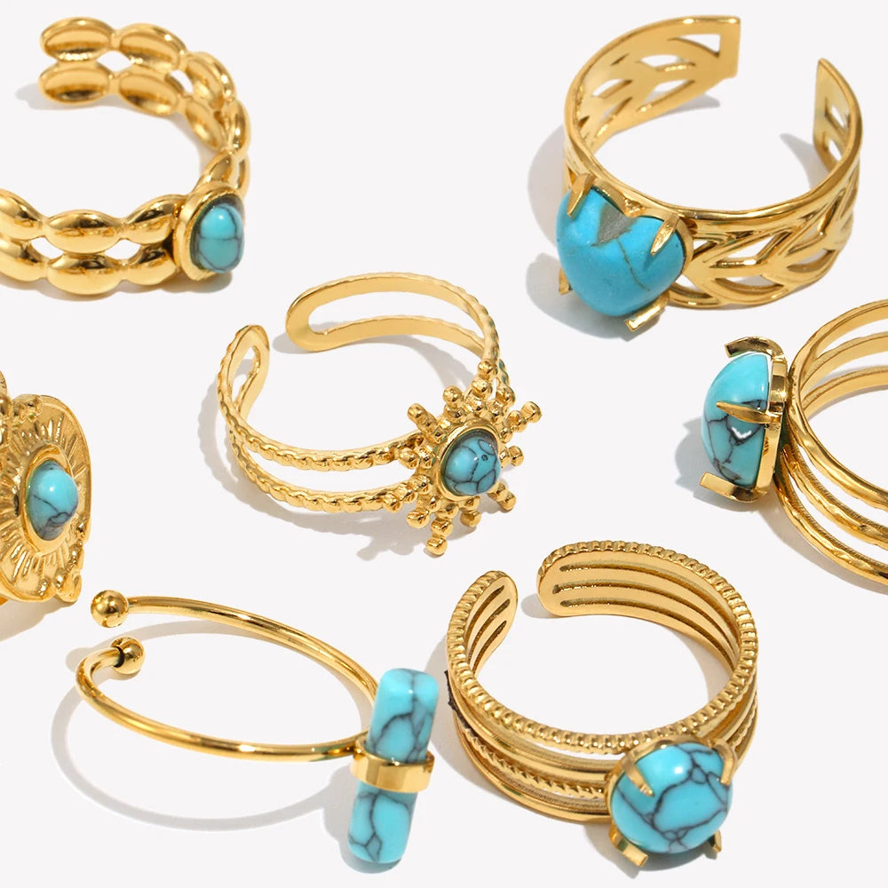 Turquoise Heart Open Ring