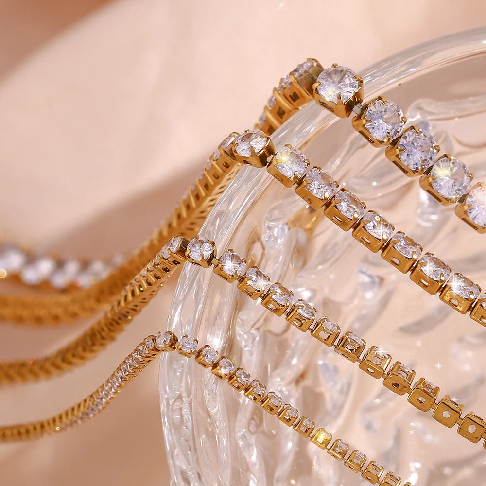 18K Gold & Silver Plated Tennis Necklace