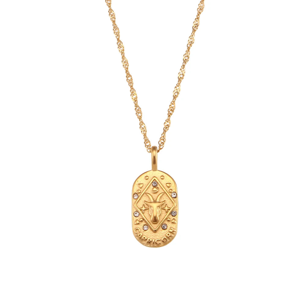 Freyja 18K Gold Plated Zodiac Pendant Necklace