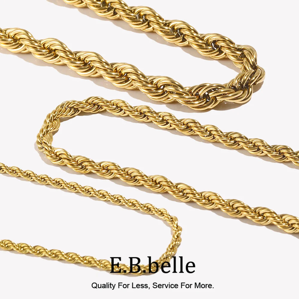 Niamh 18K Gold Twisted Rope Chain Choker & Bracelets