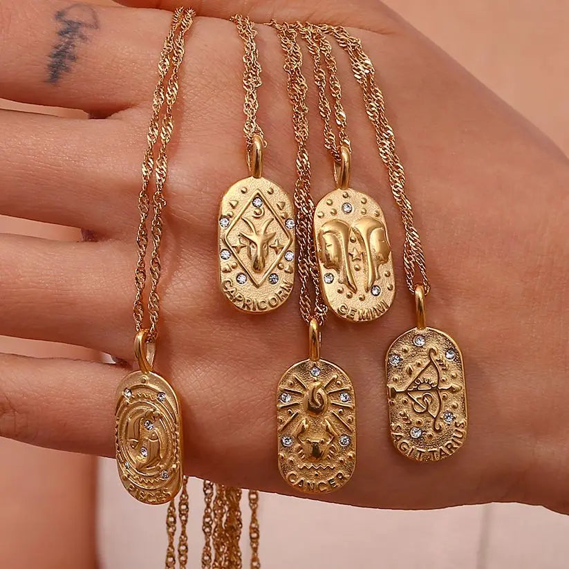 Freyja 18K Gold Plated Zodiac Pendant Necklace