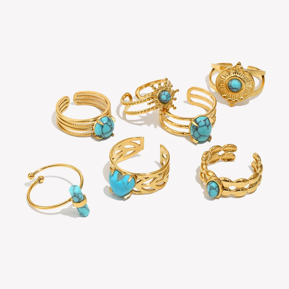 Turquoise Heart Open Ring
