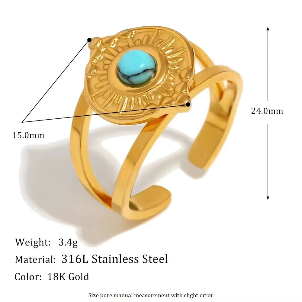 Turquoise Heart Open Ring