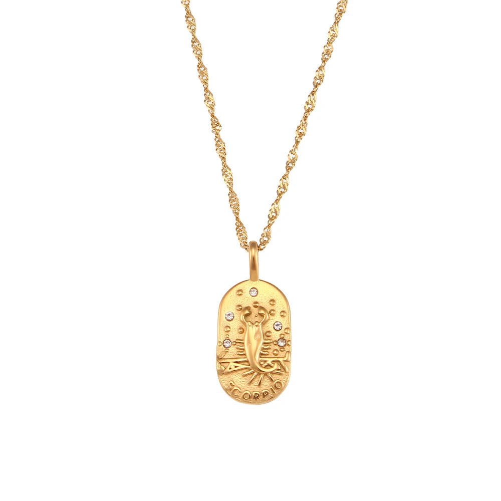 Freyja 18K Gold Plated Zodiac Pendant Necklace