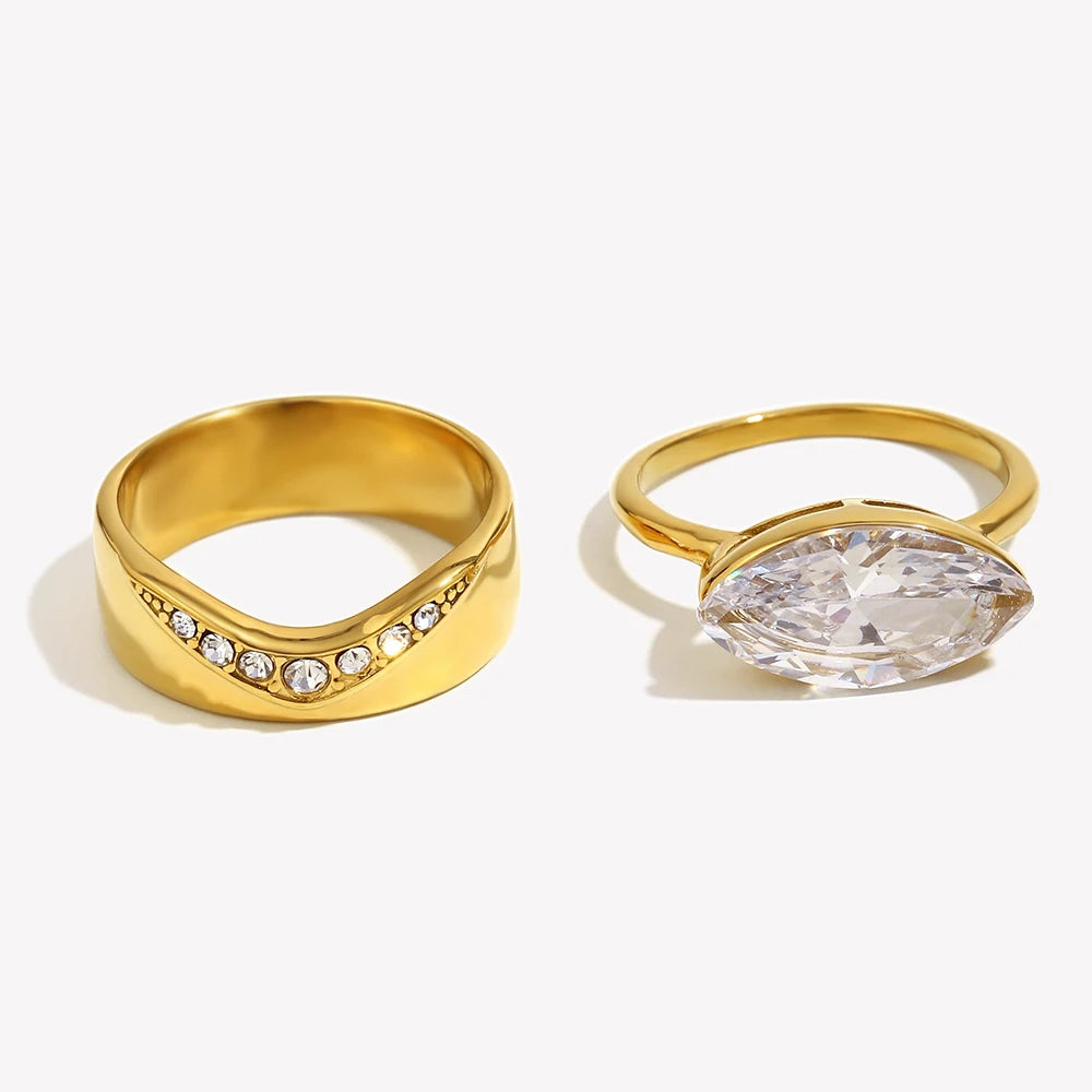 18K Gold Plated Double Layer Horse Eye Ring