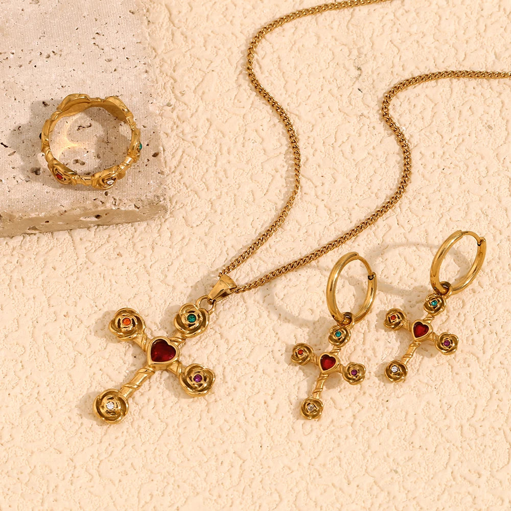 Airmid Rose & Cross Jewelry Set