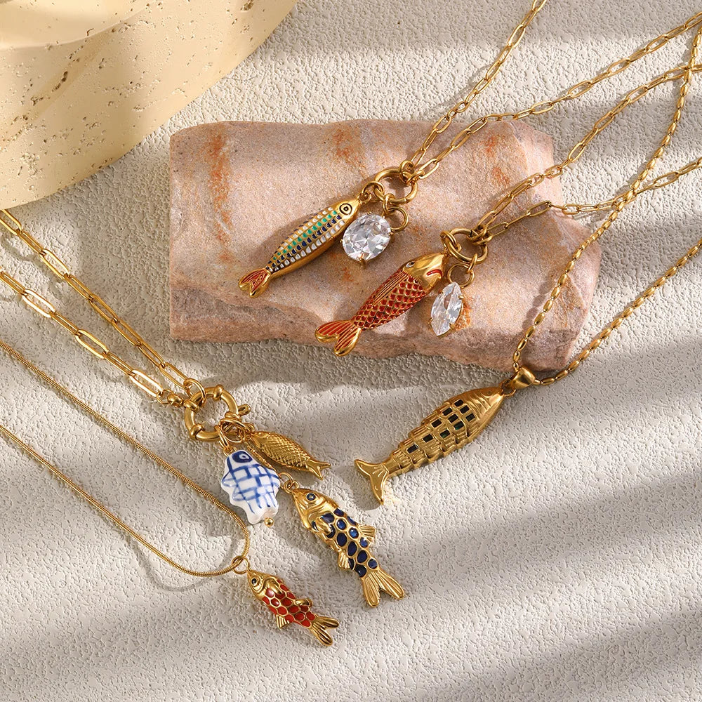 Mykonos 18K Gold Plated Fish Pendants