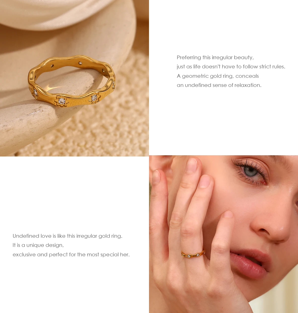 Clíodhna Rhinestone Star Wave Ring