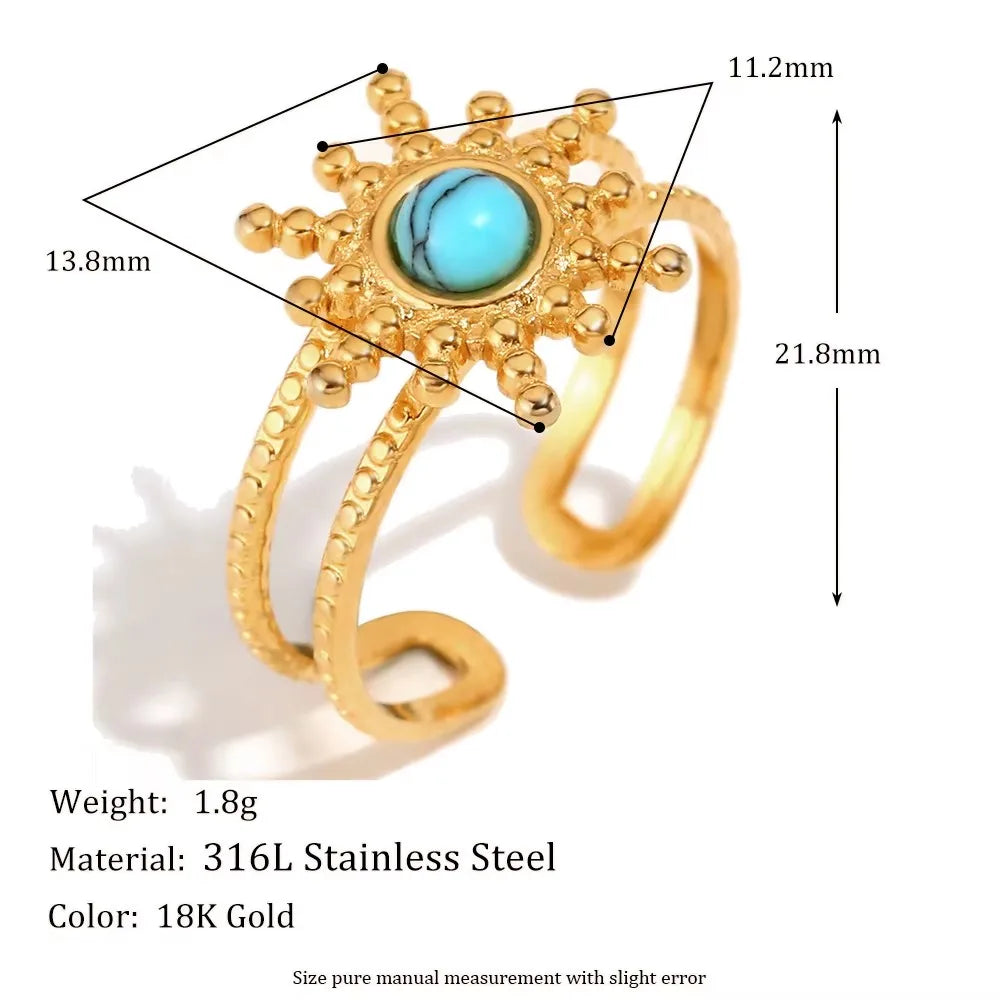 Turquoise Heart Open Ring