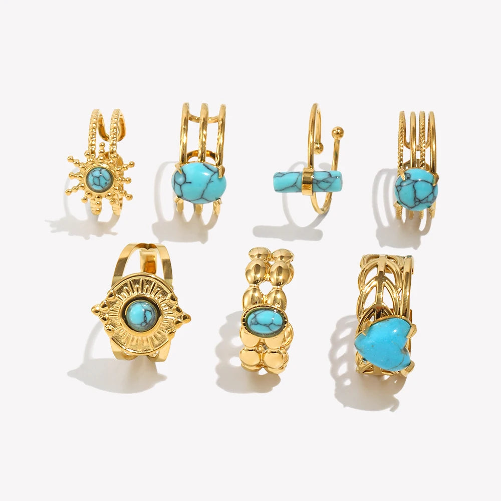 Turquoise Heart Open Ring