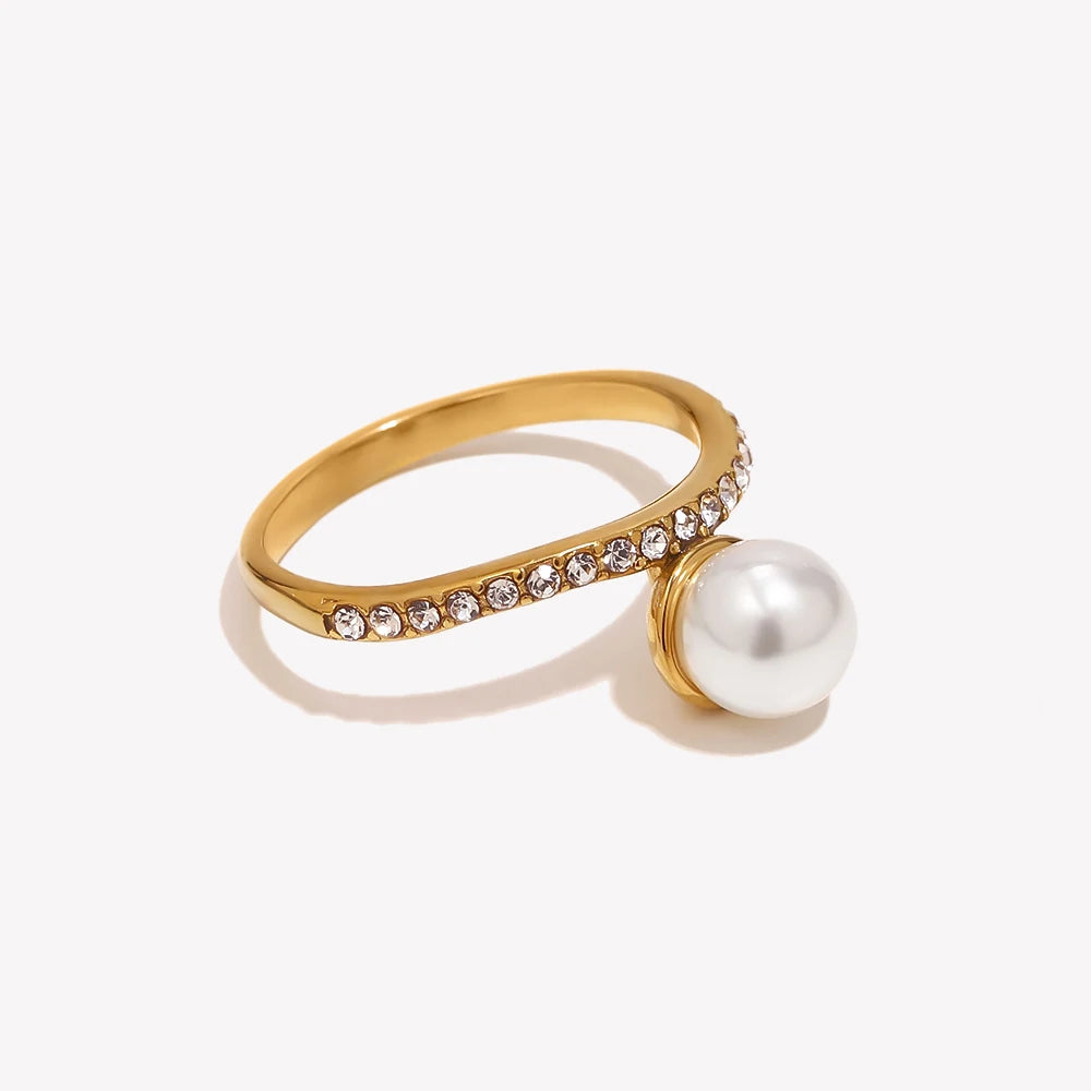 Gefjon 18K Gold & Pearl Rhinestone Ring
