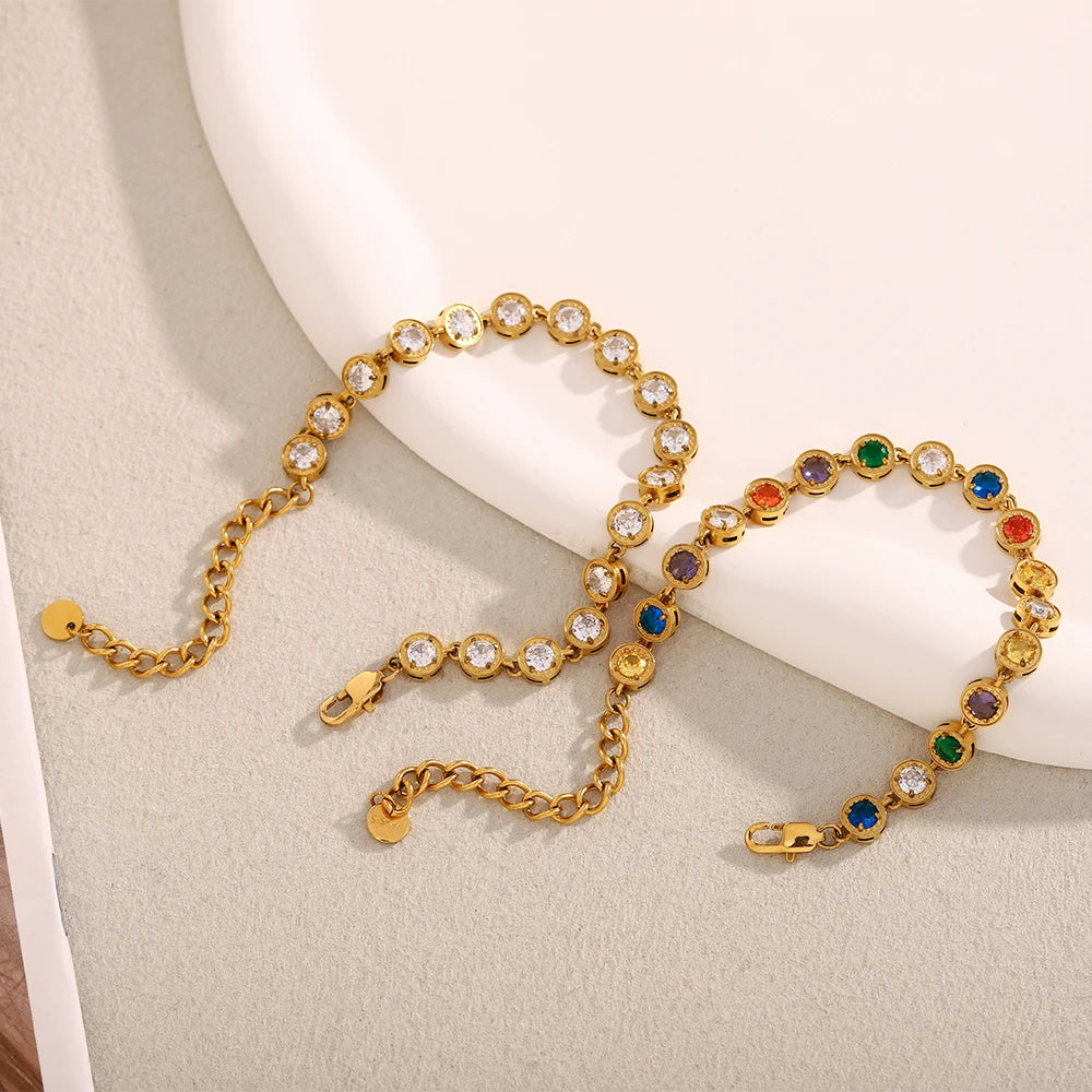 Sif 18K Gold Rainbow Necklace & Bracelet Set