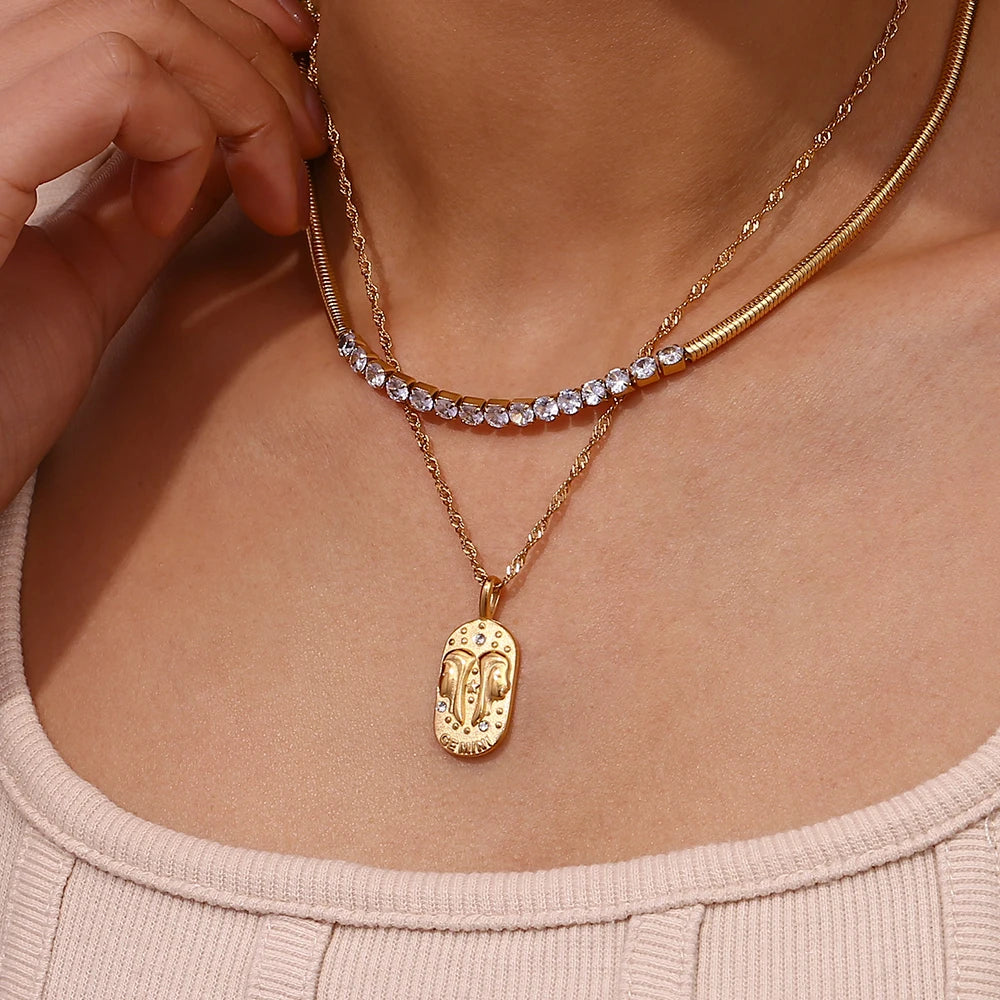 Freyja 18K Gold Plated Zodiac Pendant Necklace
