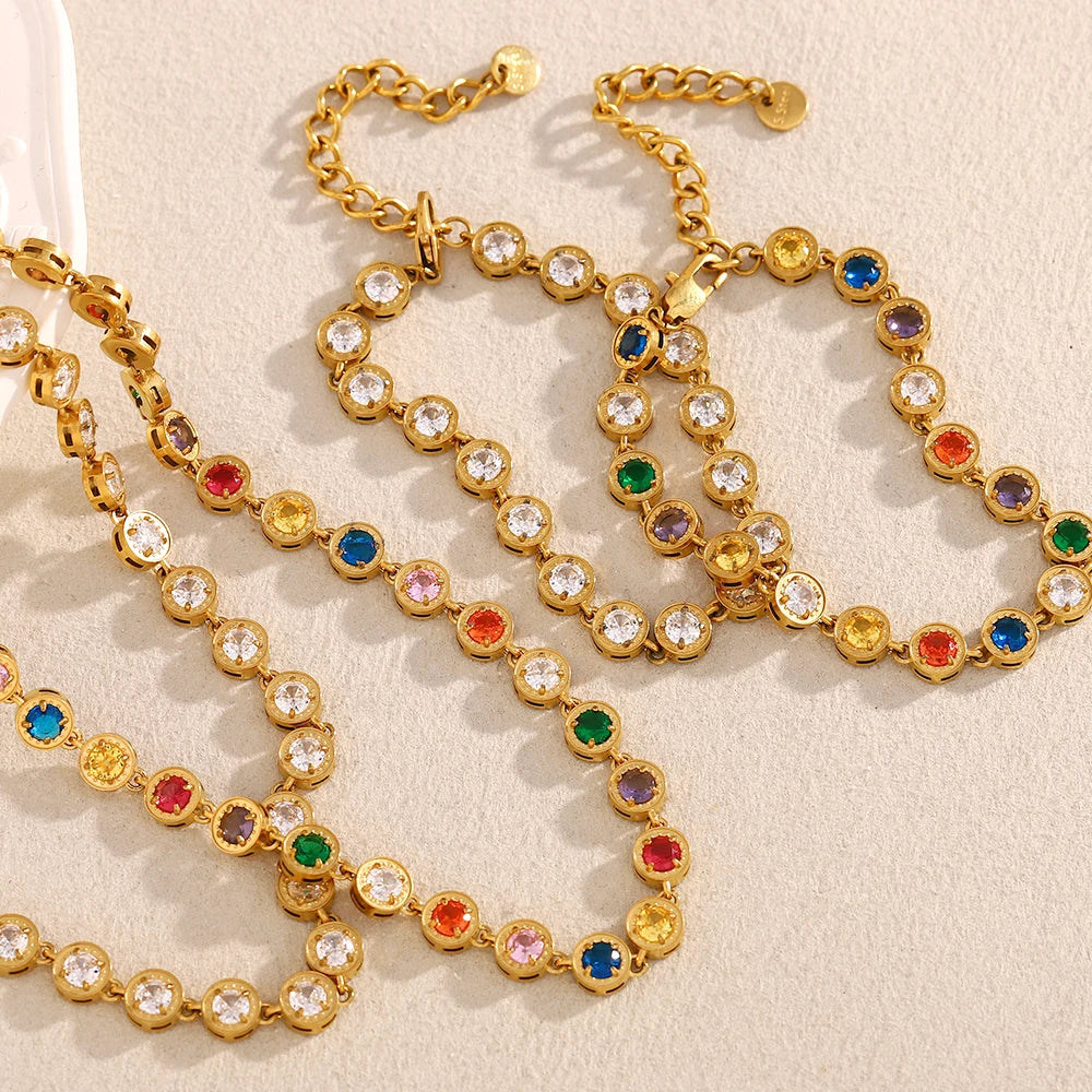 Sif 18K Gold Rainbow Necklace & Bracelet Set