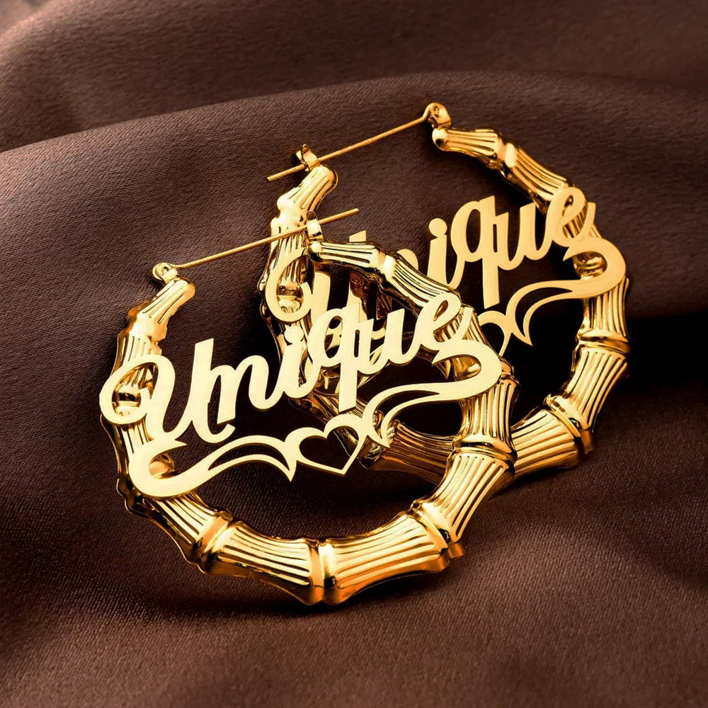 Custom Name Bamboo Hoops