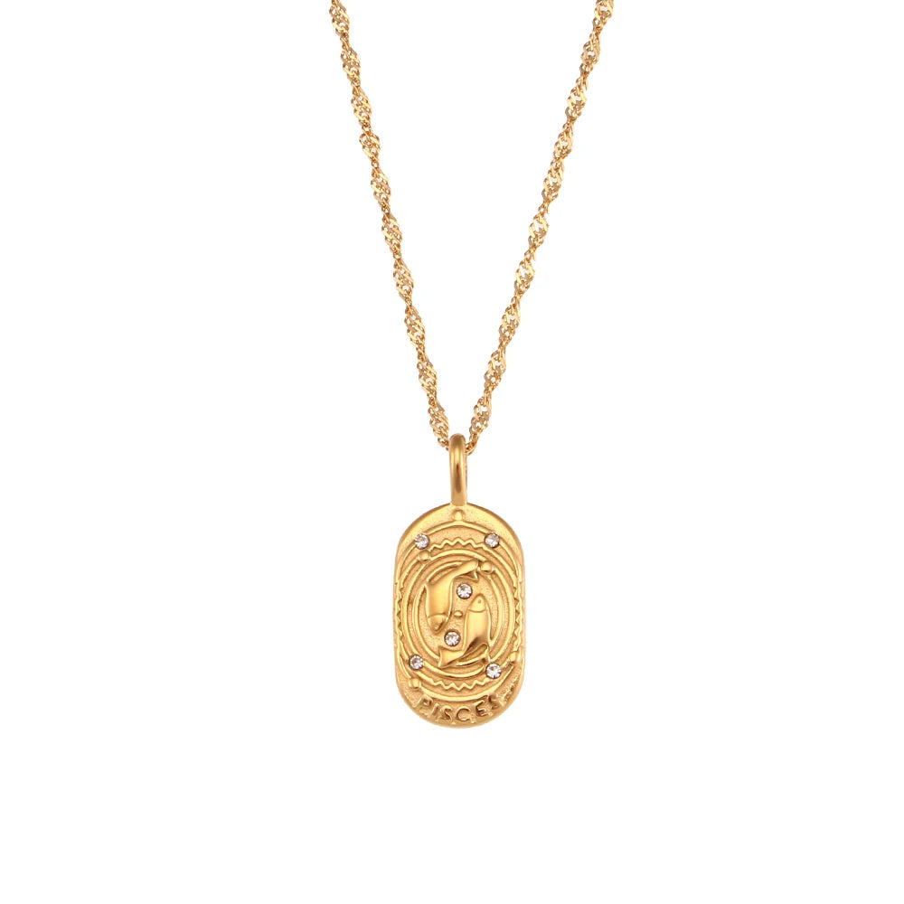 Freyja 18K Gold Plated Zodiac Pendant Necklace