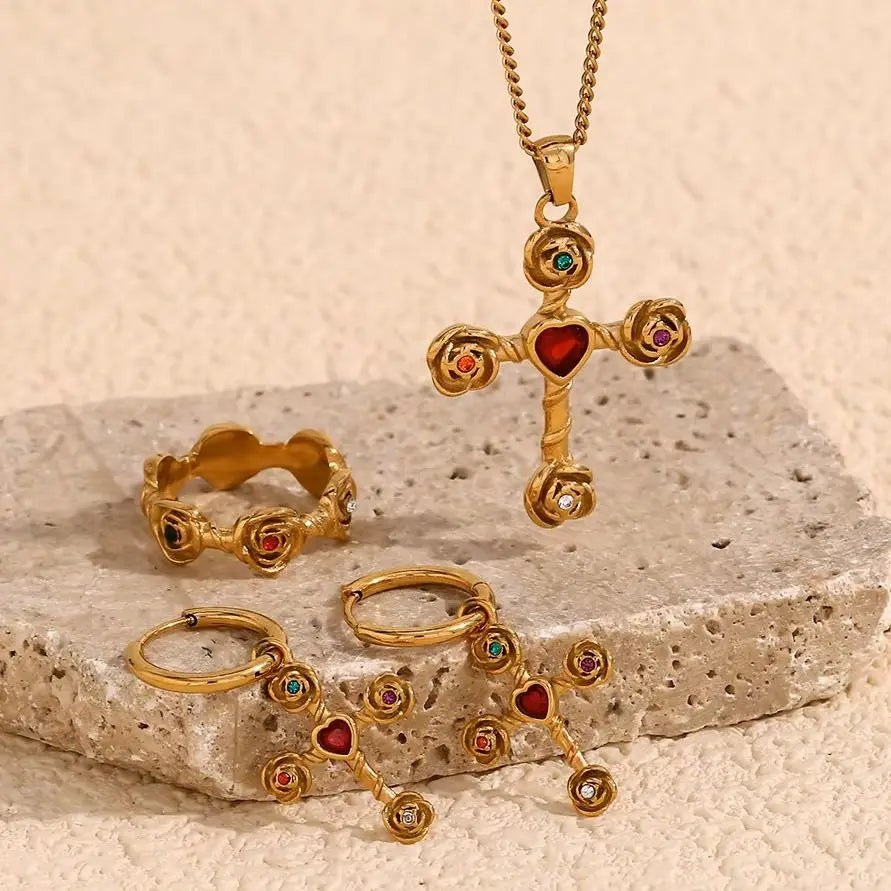 Airmid Rose & Cross Jewelry Set