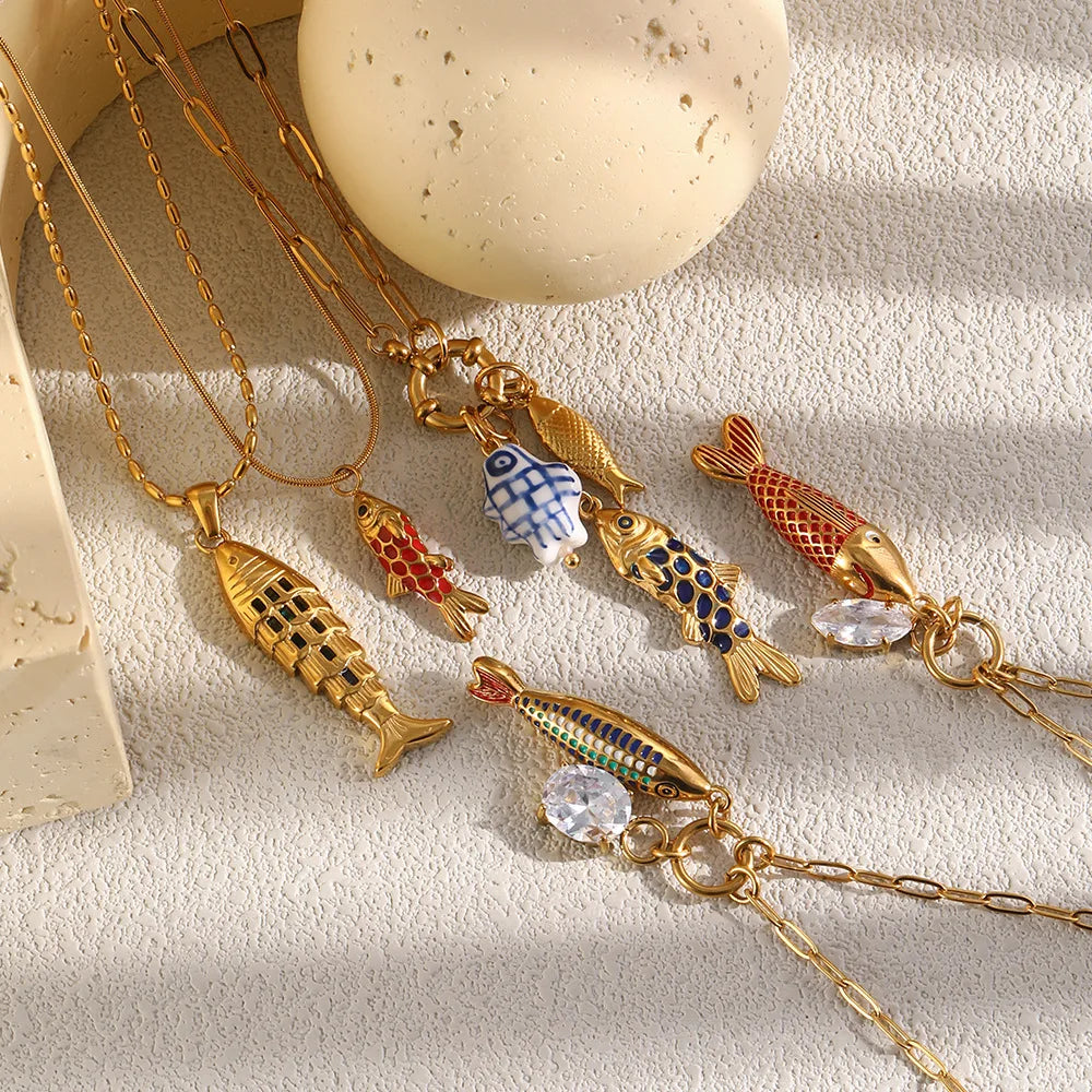 Mykonos 18K Gold Plated Fish Pendants