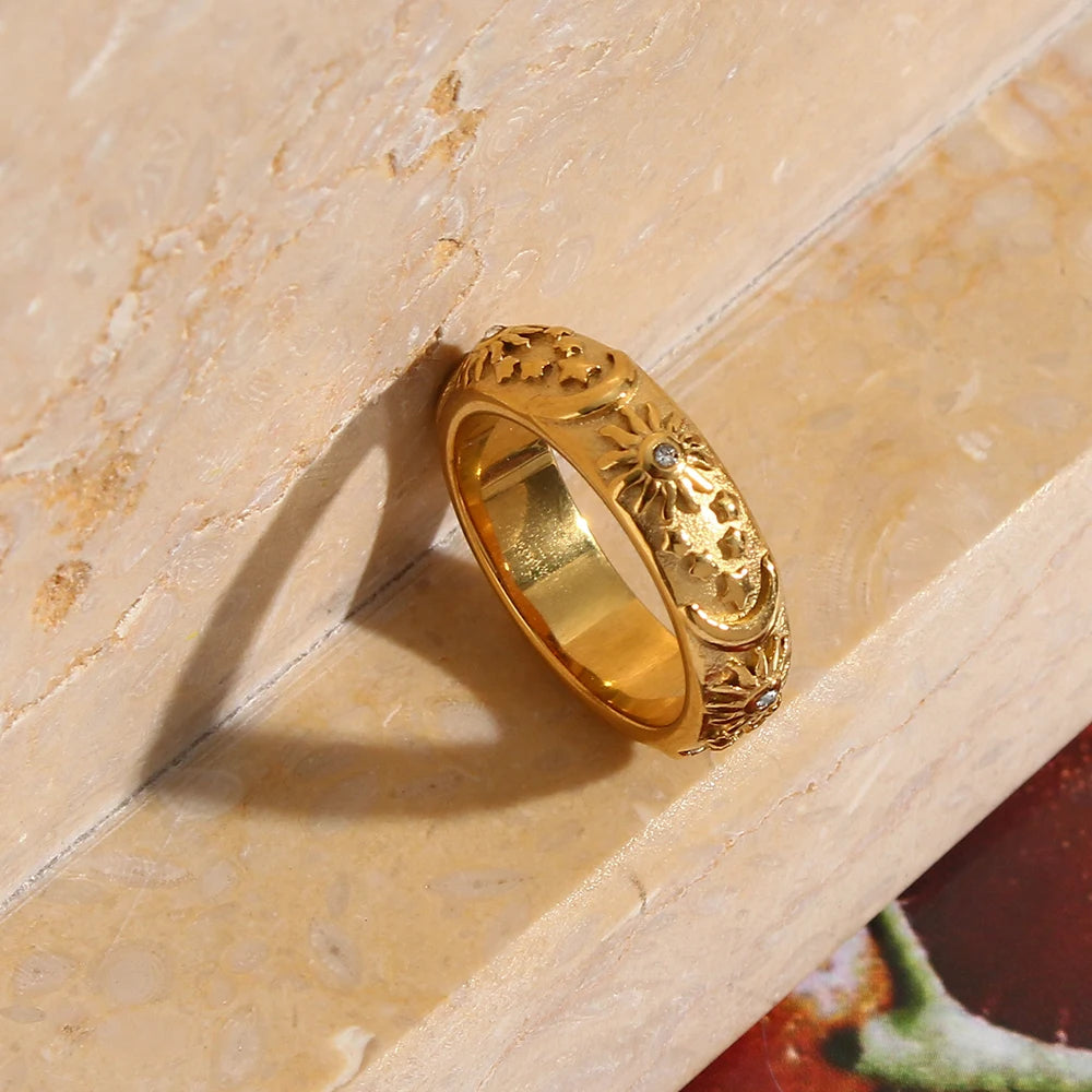 Sun, Stars, Moon 18K Gold Jewelry Set