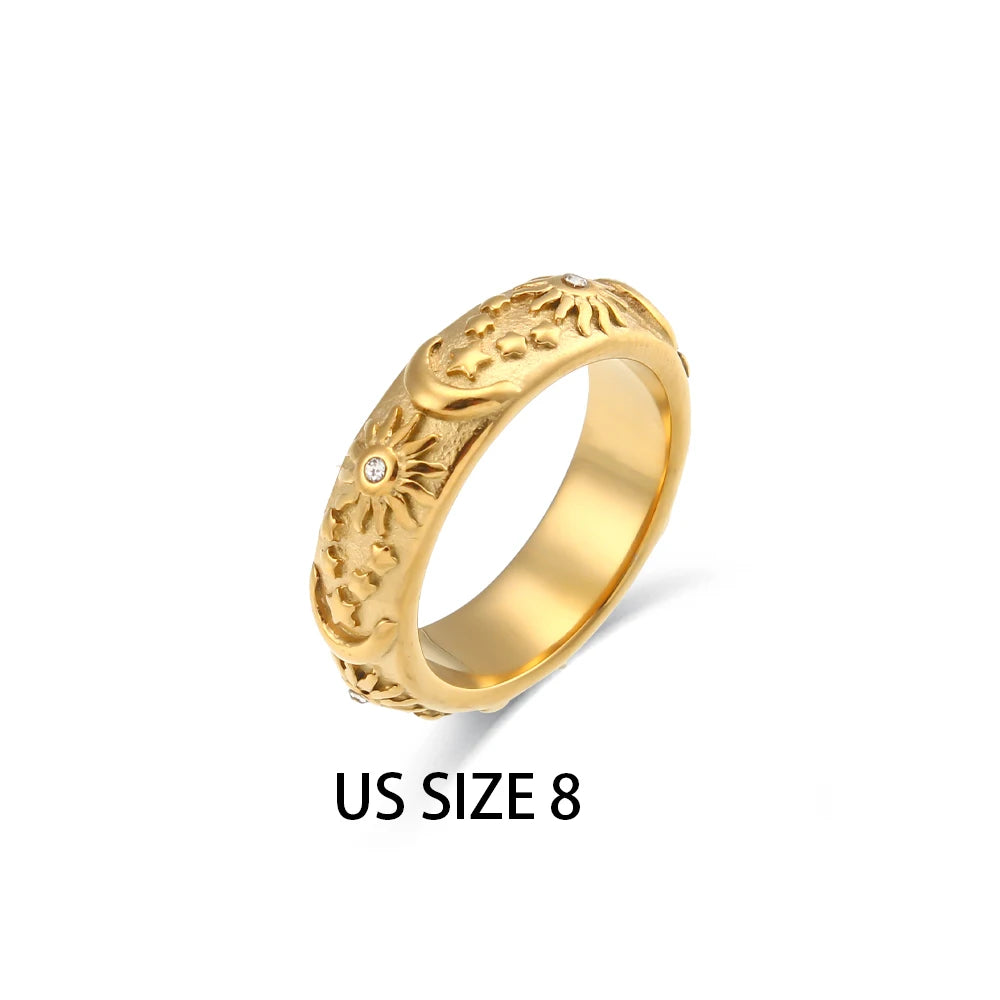 Sun, Stars, Moon 18K Gold Jewelry Set
