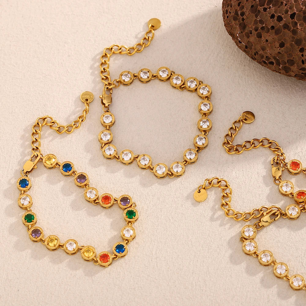 Sif 18K Gold Rainbow Necklace & Bracelet Set