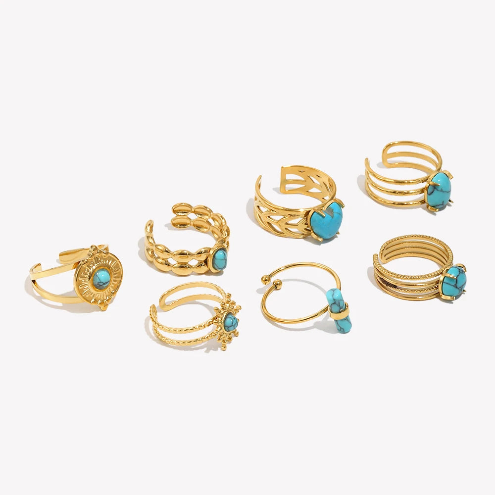 Turquoise Heart Open Ring