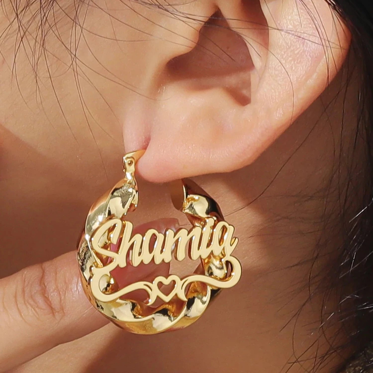 Hebe Kids Custom Name Heart Hoops