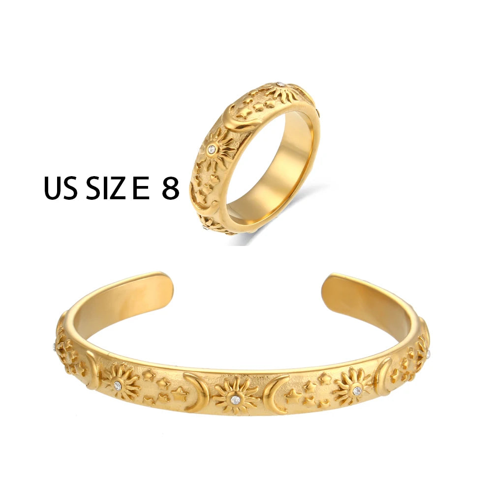 Sun, Stars, Moon 18K Gold Jewelry Set