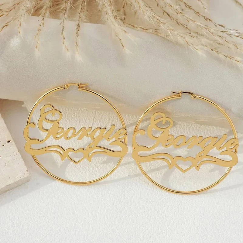 Aphrodite Custom Name Heart Hoops