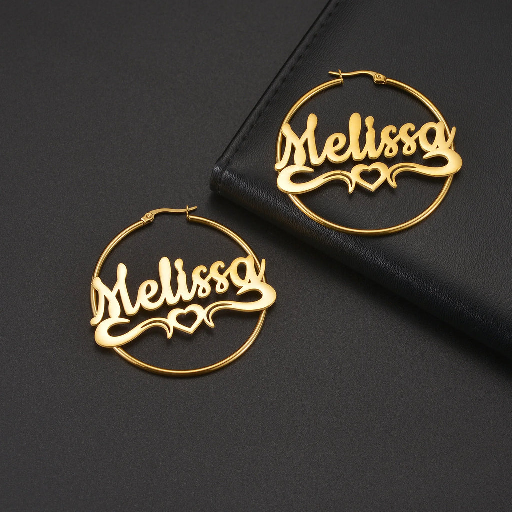 Aphrodite Custom Name Heart Hoops