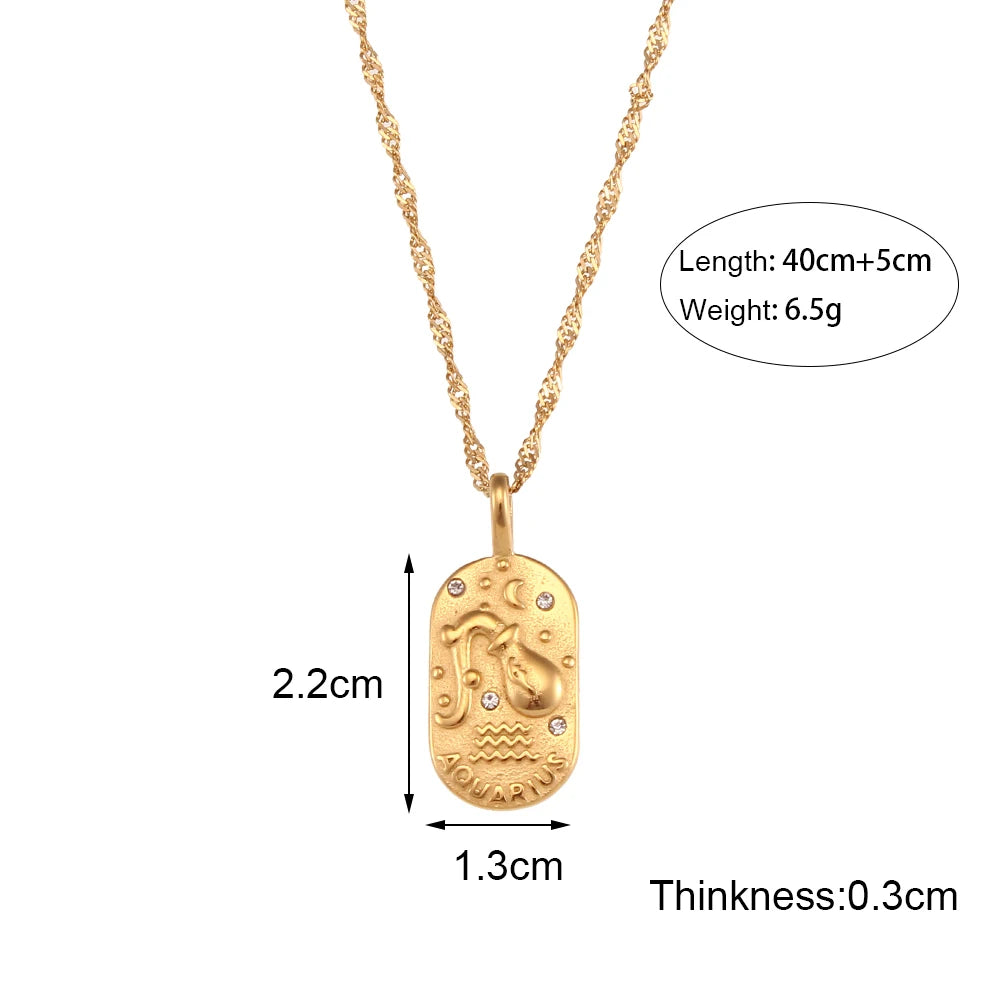 Freyja 18K Gold Plated Zodiac Pendant Necklace