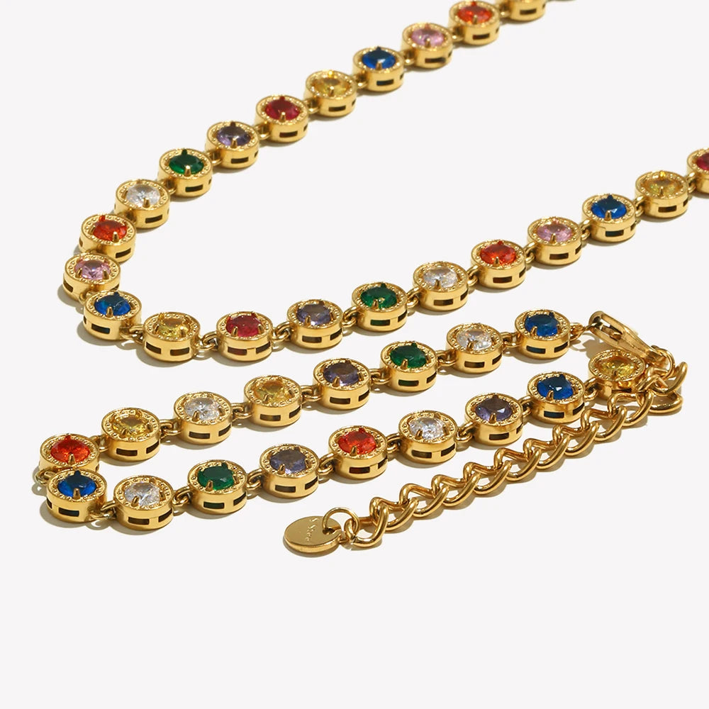 Sif 18K Gold Rainbow Necklace & Bracelet Set