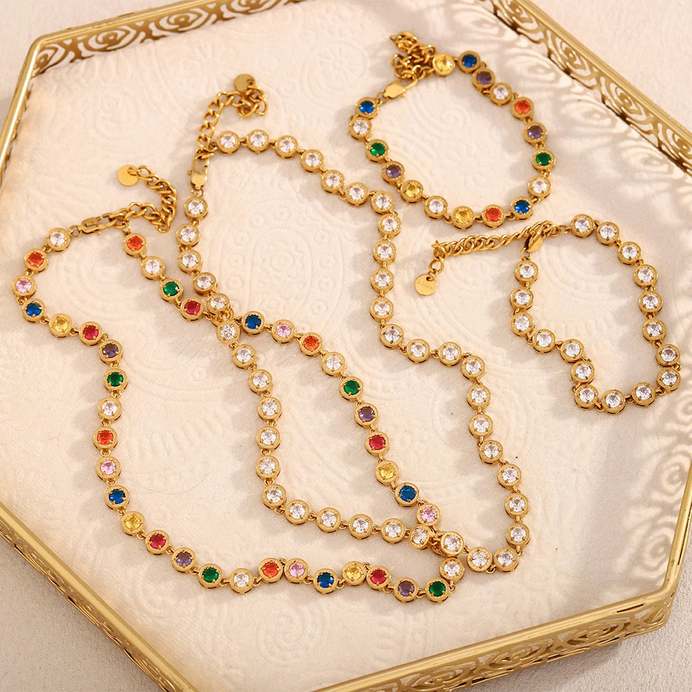 Sif 18K Gold Rainbow Necklace & Bracelet Set