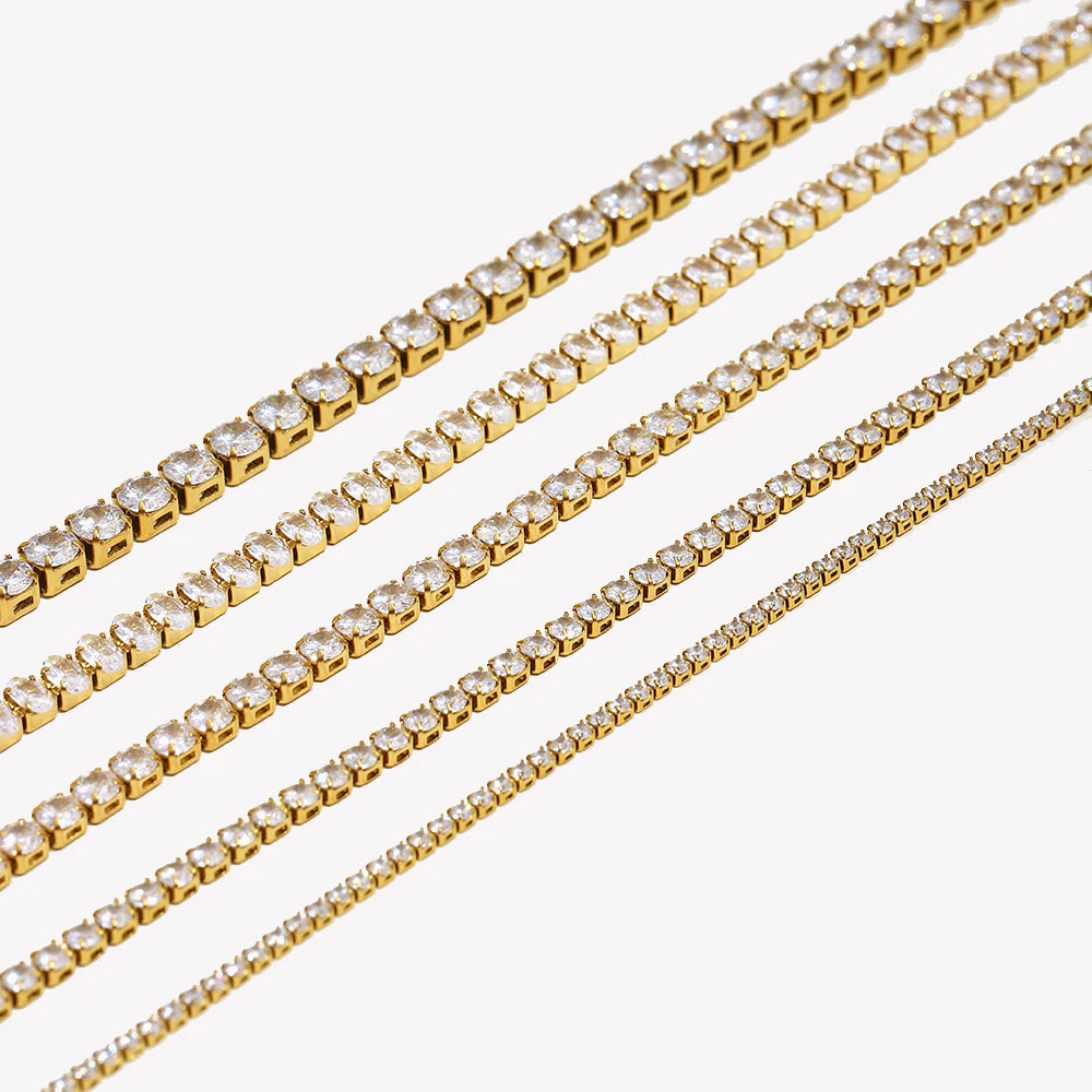 18K Gold & Silver Plated Tennis Necklace