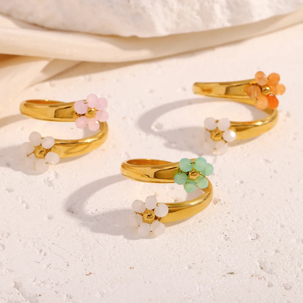 Áine Two Flower Opening Ring