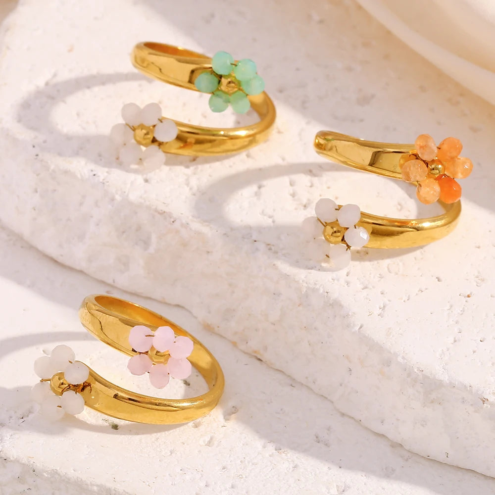 Áine Two Flower Opening Ring