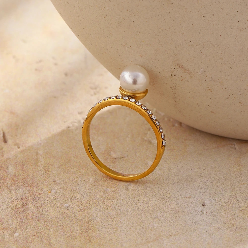 Gefjon 18K Gold & Pearl Rhinestone Ring