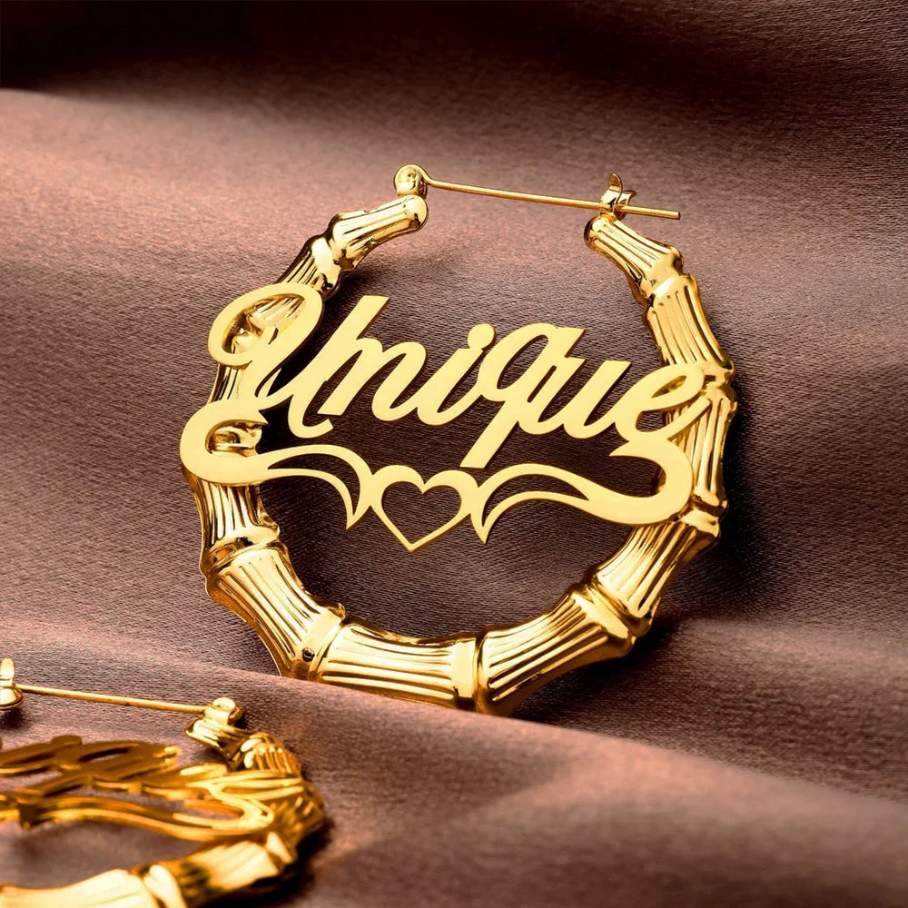 Custom Name Bamboo Hoops
