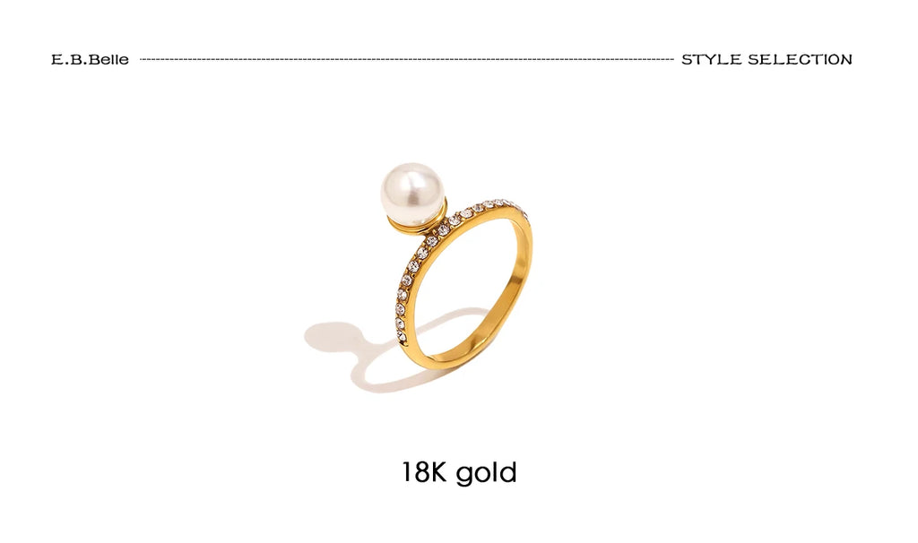 Gefjon 18K Gold & Pearl Rhinestone Ring