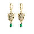 Leopard & Emerald Crystal Drop Earrings